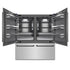 ZLINE Autograph Edition 72 in. 39.6 cu. ft. French Door Built-In Bottom Freezer Refrigerator with Water Dispensers and Ice Makers in Stainless Steel with Graphite Gray Interior and Matte Black Accents (GRBITZ-304-72MB)