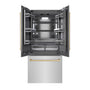 ZLINE Autograph Edition 36 in. 19.6 cu. ft. French Door Built-In Bottom Freezer Refrigerator with Water Dispenser and Ice Maker in Stainless Steel with Graphite Gray Interior and Champagne Bronze Accents (GRBIVZ-304-36CB)