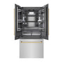 ZLINE Autograph Edition 36 in. 19.6 cu. ft. French Door Built-In Bottom Freezer Refrigerator with Water Dispenser and Ice Maker in Stainless Steel with Graphite Gray Interior and Polished Gold Accents (GRBIVZ-304-36G)