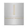 ZLINE Autograph Edition 72 in. 39.6 cu. ft. French Door Built-In Bottom Freezer Refrigerator with Water Dispensers and Ice Makers in Stainless Steel with Champagne Bronze Accents (RBITZ-304-72CB)