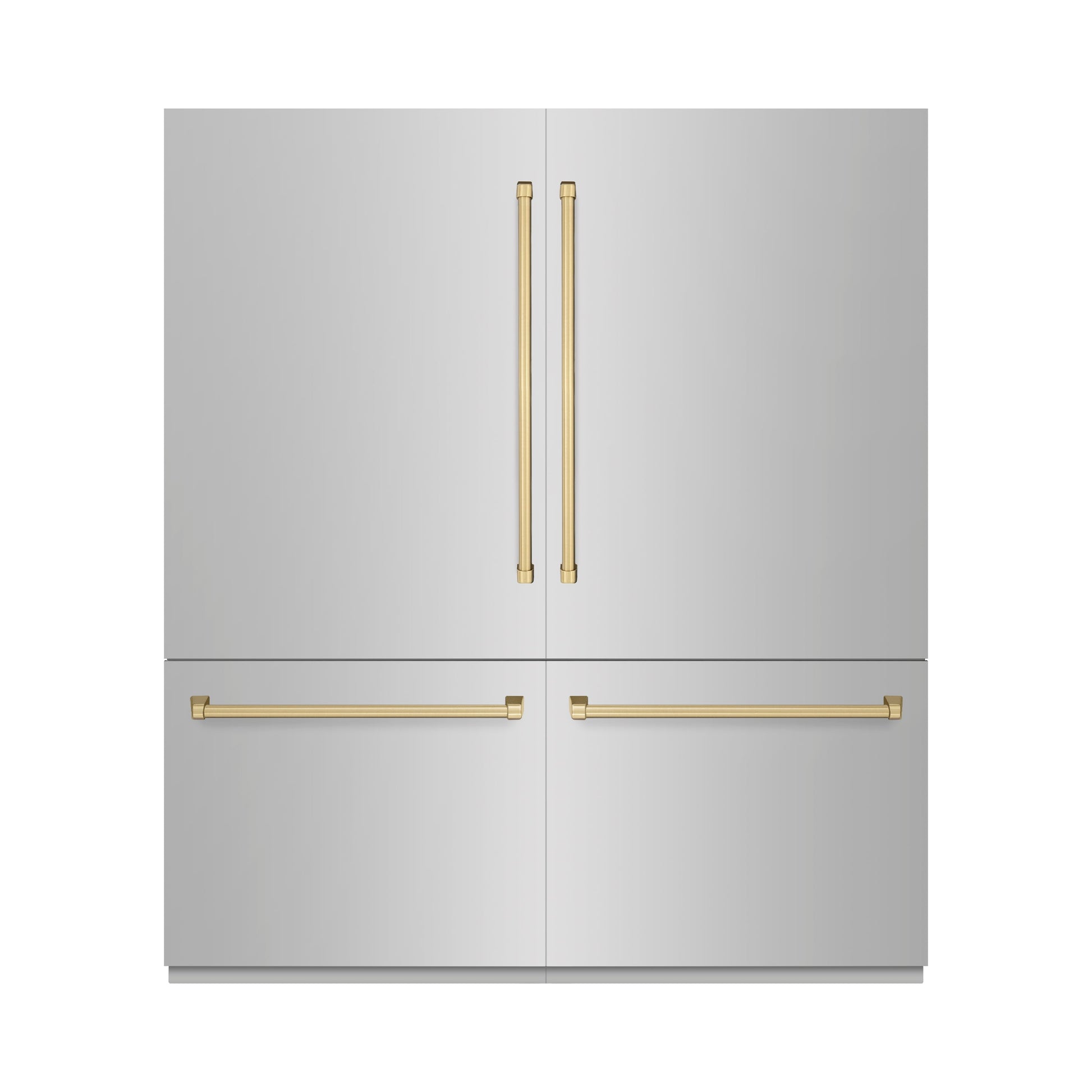 ZLINE Autograph Edition 72 in. 39.6 cu. ft. French Door Built-In Bottom Freezer Refrigerator with Water Dispensers and Ice Makers in Stainless Steel with Champagne Bronze Accents (RBITZ-304-72CB)