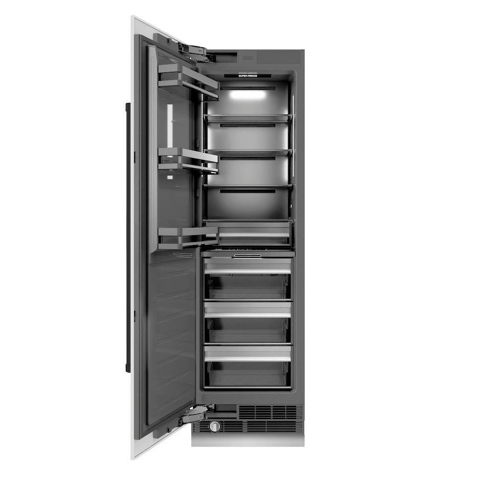 ZLINE Autograph Edition 24 in. 12.4 cu. ft. Column Freezer in White Matte with Graphite Gray Interior and Matte Black Accents (RCFVZ-WM-24-MB)