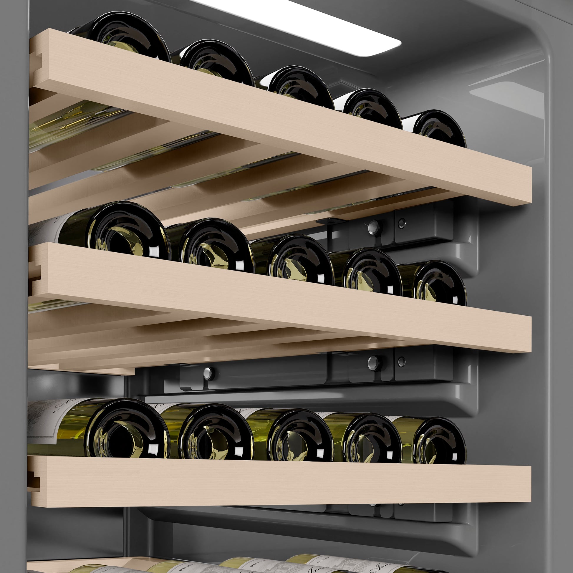ZLINE Autograph Edition 18 in. 9.0 cu. ft. Triple Zone 68 Bottle Right Hinge Column Wine Cooler in White Matte with Polished Gold Accents (RCWVRZ-WM-18-G)