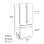 ZLINE Autograph Edition 36 in. 19.6 cu. ft. French Door Built-In Bottom Freezer Refrigerator with Water Dispenser and Ice Maker in White Matte with Graphite Gray Interior and Polished Gold Accents (GRBIVZ-WM-36-G)