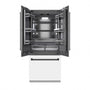 ZLINE Autograph Edition 36 in. 19.6 cu. ft. French Door Built-In Bottom Freezer Refrigerator with Water Dispenser and Ice Maker in White Matte with Graphite Gray Interior and Matte Black Accents (GRBIVZ-WM-36-MB)