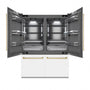 ZLINE Autograph Edition 60 in. 32.2 cu. ft. French Door Built-In Bottom Freezer Refrigerator with Water Dispenser and Ice Maker in White Matte with Graphite Gray Interior and Champagne Bronze Accents (GRBIVZ-WM-60-CB)
