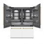 ZLINE Autograph Edition 60 in. 32.2 cu. ft. French Door Built-In Bottom Freezer Refrigerator with Water Dispenser and Ice Maker in White Matte with Graphite Gray Interior and Polished Gold Accents (GRBIVZ-WM-60-G)