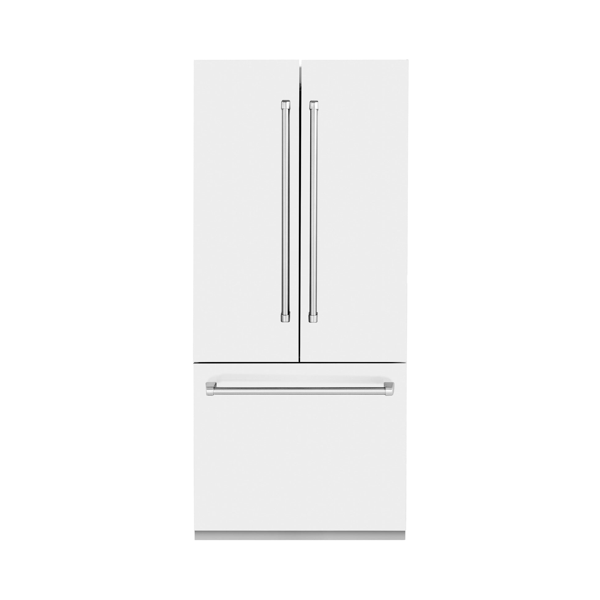 ZLINE 36 in. 19.6 cu. ft. French Door Built-In Bottom Freezer Refrigerator with Water Dispenser and Ice Maker in White Matte (RBIV-WM-36)