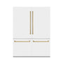 ZLINE Autograph Edition 60 in. 32.2 cu. ft. French Door Built-In Bottom Freezer Refrigerator with Water Dispenser and Ice Maker in White Matte with Champagne Bronze Accents (RBIVZ-WM-60-CB)