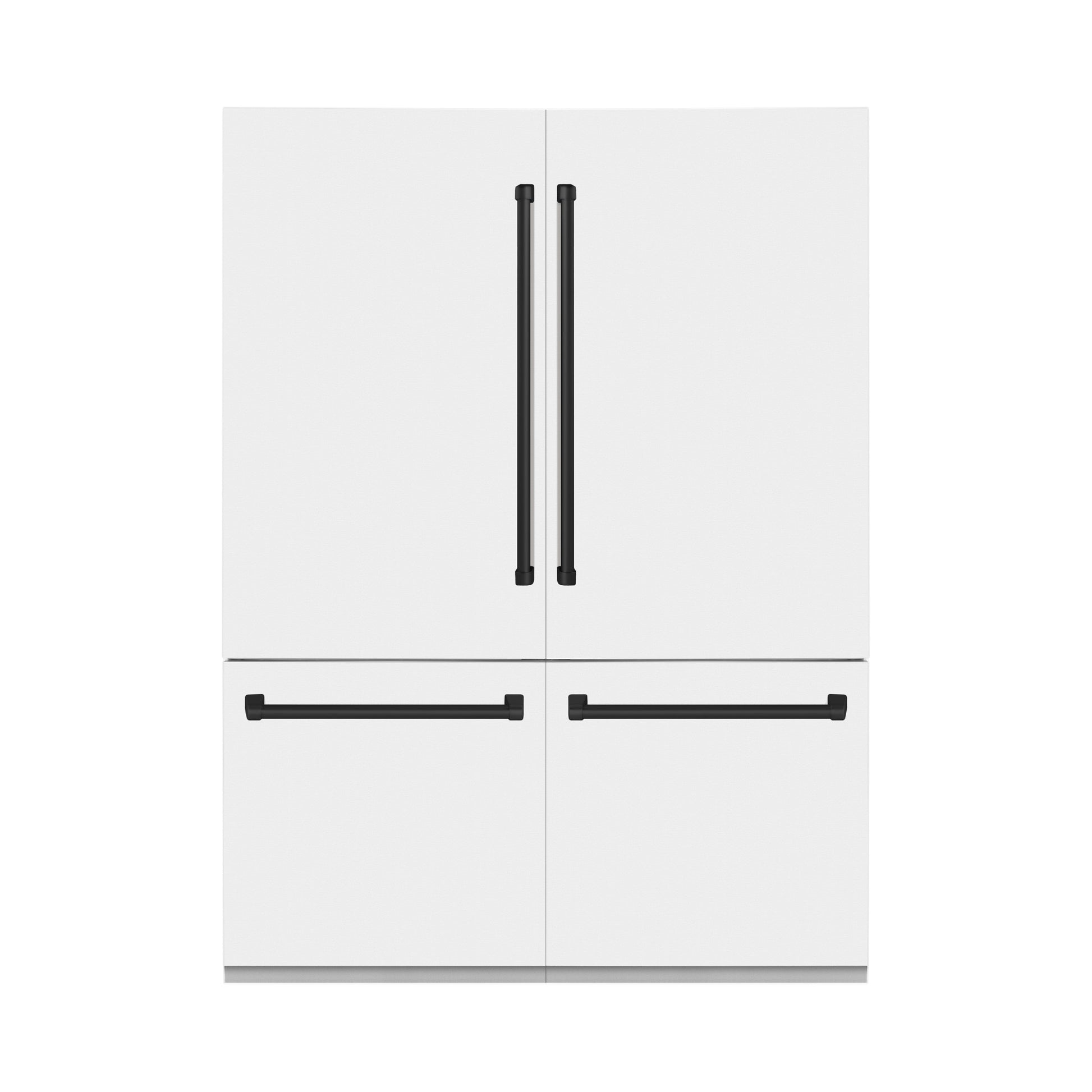 ZLINE Autograph Edition 60 in. 32.2 cu. ft. French Door Built-In Bottom Freezer Refrigerator with Water Dispenser and Ice Maker in White Matte with Matte Black Accents (RBIVZ-WM-60-MB)
