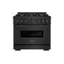 ZLINE 36 in. 5.2 cu. ft. Classic Gas Range with 6 Burner Cooktop and Convection Gas Oven in Black Stainless Steel (CGRB-36)