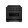 ZLINE 36 in. 5.2 cu. ft. Classic Gas Range with Convection Gas Oven in Black Stainless Steel with 6 Brass Burners (CGRB-BR-36)