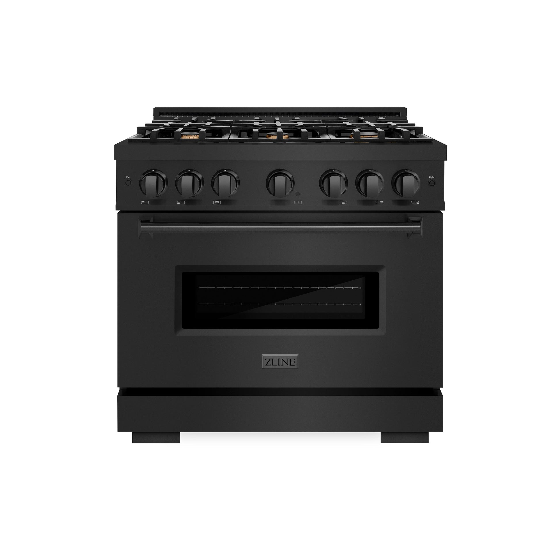 ZLINE 36 in. 5.2 cu. ft. Classic Gas Range with Convection Gas Oven in Black Stainless Steel with 6 Brass Burners (CGRB-BR-36)