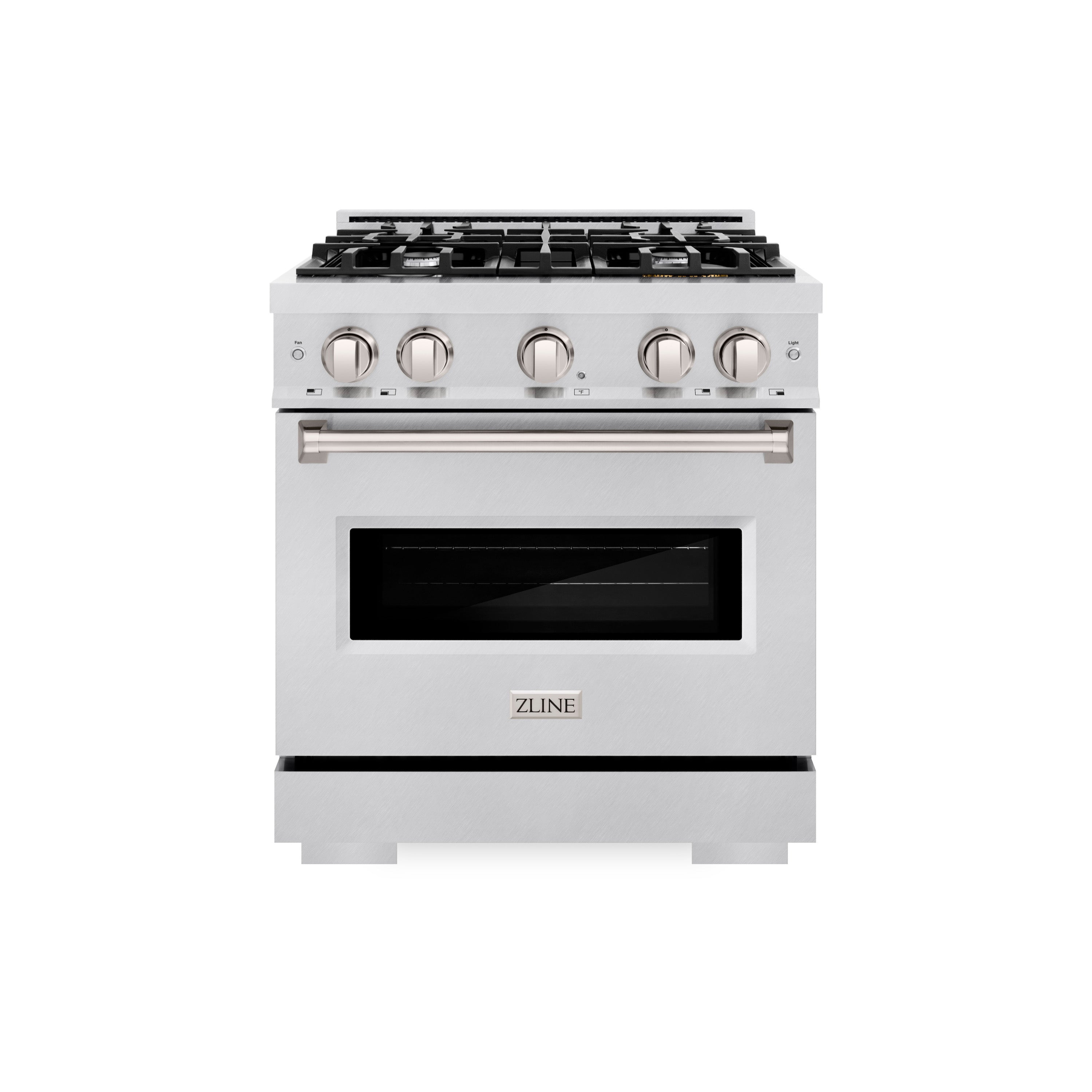ZLINE 30 in. 4.2 cu. ft. Classic Dual Fuel Range with 4 Burner Gas Cooktop and Electric Convection Oven in Satin Stainless Steel (CDRS-30)
