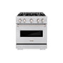 ZLINE 30 in. 4.2 cu. ft. Classic Dual Fuel Range with 4 Burner Gas Cooktop and Electric Convection Oven in Satin Stainless Steel (CDRS-30)