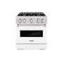 ZLINE 30 in. 4.2 cu. ft. Classic Gas Range with 4 Burner Cooktop and Convection Gas Oven in Satin Stainless Steel with White Matte Door (CGRS-WM-30)