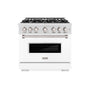 ZLINE 36 in. 5.2 cu. ft. Classic Gas Range with 6 Burner Cooktop and Convection Gas Oven in Satin Stainless Steel with White Matte Door (CGRS-WM-36)