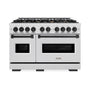 ZLINE Autograph Edition 48 in. 6.7 cu. ft. Classic Double Oven Gas Range with 8 Burner Cooktop in Satin Stainless Steel and Matte Black Accents (CGRSZ-48-MB)