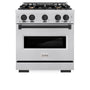 ZLINE Autograph Edition 30 in. 4.2 cu. ft. Classic Dual Fuel Range with 4 Burner Gas Cooktop and Electric Convection Oven in Stainless Steel with Matte Black Accents (CDRZ-30-MB)