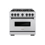 ZLINE Autograph Edition 36 in. 5.2 cu. ft. Classic Gas Range with 6 Burner Cooktop and Convection Gas Oven in Stainless Steel and Matte Black Accents (CGRZ-36-MB)