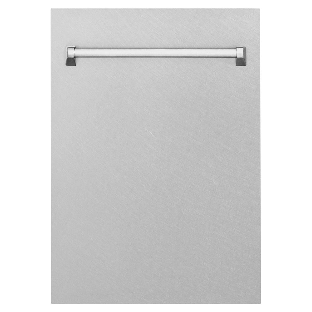 ZLINE 18 in. Compact Fingerprint Resistant Top Control Built-In Dishwasher with Stainless Steel Tub and Traditional Style Handle, 52dBa (DW-SN-H-18)