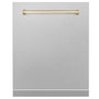 ZLINE Autograph Edition 24" Monument Dishwasher Panel in Fingerprint Resistant Stainless Steel with Polished Gold Handle (DPMTZ-SN-24-G)