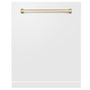 ZLINE Autograph Edition 24" Monument Dishwasher Panel in White Matte with Polished Gold Handle (DPMTZ-WM-24-G)
