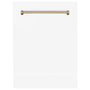 ZLINE Autograph Edition 24" Tallac Dishwasher Panel in White Matte with Champagne Bronze Handle (DPVZ-WM-24-CB)