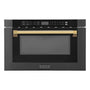 ZLINE Autograph Edition 24" 1.2 cu. ft. Built-in Microwave Drawer in Black Stainless Steel and Polished Gold  Accents (MWDZ-1-BS-H-G)