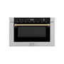 ZLINE Autograph Edition 24" 1.2 cu. ft. Built-in Microwave Drawer with a Traditional Handle in Stainless Steel and Champagne Bronze Accents (MWDZ-1-H-CB)