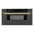 ZLINE Autograph Edition 30" 1.2 cu. ft. Built-in Microwave Drawer in Black Stainless Steel and Polished Gold Accents (MWDZ-30-BS-G)