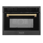 ZLINE Autograph Edition 24" 1.6 cu ft. Built-in Convection Microwave Oven in Black Stainless Steel and Champagne Bronze Accents (MWOZ-24-BS-CB)
