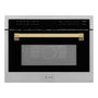 ZLINE Autograph Edition 24" 1.6 cu ft. Built-in Convection Microwave Oven in Stainless Steel and Polished Gold  Accents (MWOZ-24-G)
