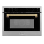 ZLINE Autograph Edition 24 in. 1.6 cu ft. Built-in Convection Microwave Oven in Satin Stainless Steel with Champagne Bronze Accents (MWOZ-24-SS-CB)