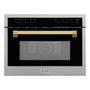 ZLINE Autograph Edition 24 in. 1.6 cu ft. Built-in Convection Microwave Oven in Satin Stainless Steel with Polished Gold Accents (MWOZ-24-SS-G)