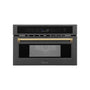 ZLINE Autograph Edition 30” 1.6 cu ft. Built-in Convection Microwave Oven in Black Stainless Steel and Polished Gold  Accents (MWOZ-30-BS-G)