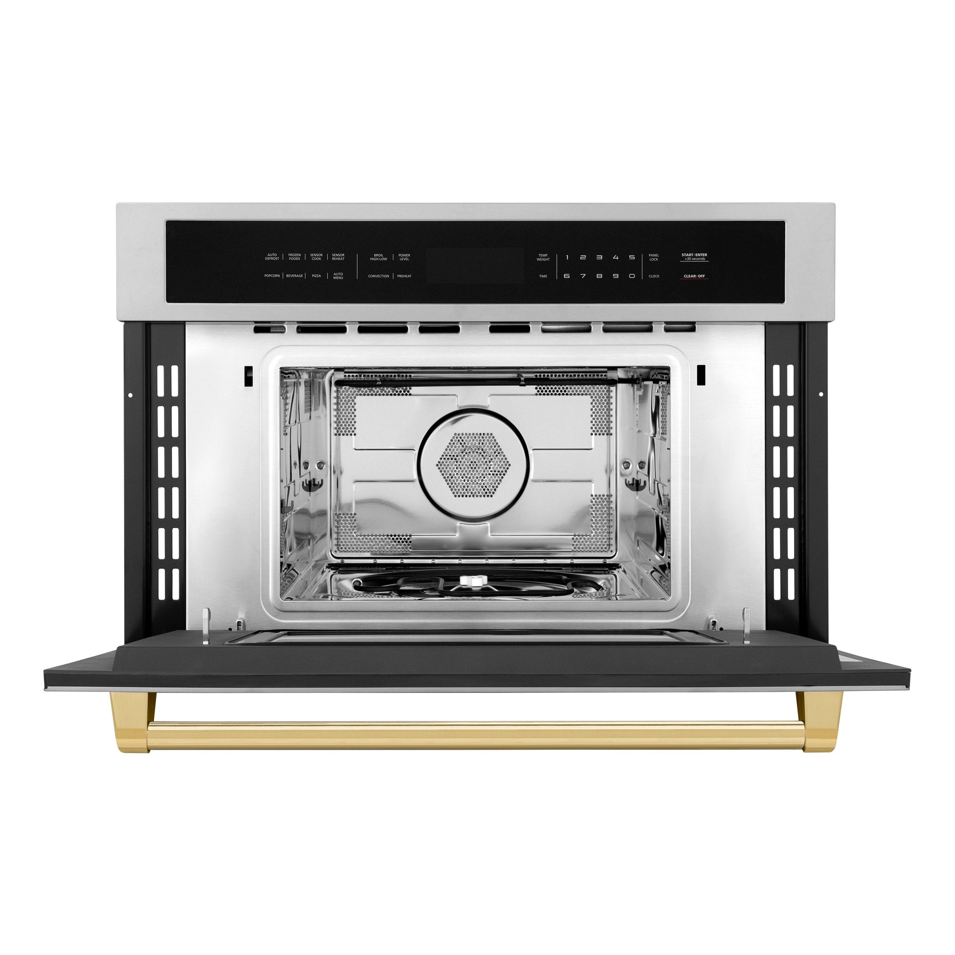 ZLINE Autograph Edition 30” 1.6 cu ft. Built-in Convection Microwave Oven in Stainless Steel and Polished Gold  Accents (MWOZ-30-G)