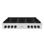 ZLINE 48 in. Autograph Edition Paramount Gas Rangetop with 8 Burners and Porcelain Cooktop in DuraSnow® Stainless Steel with Matte Black Accents (SRTSZ-48-MB)