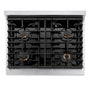 ZLINE 30 in. Paramount Gas Rangetop with 4 Brass Burners and Porcelain Cooktop in Stainless Steel (SRT-BR-30)