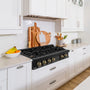 ZLINE Autograph Edition 36 in. Legacy Gas Rangetop with 6 Burners and Porcelain Cooktop in Black Stainless Steel with Champagne Bronze Accents (RTBZ-36-CB)