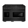 ZLINE 48 in. 6.7 cu. ft. Paramount Double Oven Gas Range in Black Stainless Steel with 8 Brass Burners (SGRB-BR-48)