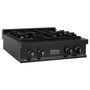 ZLINE 30 in. Porcelain Rangetop in Black Stainless with 4 Gas Burners (RTB-30) Available with Brass Burners