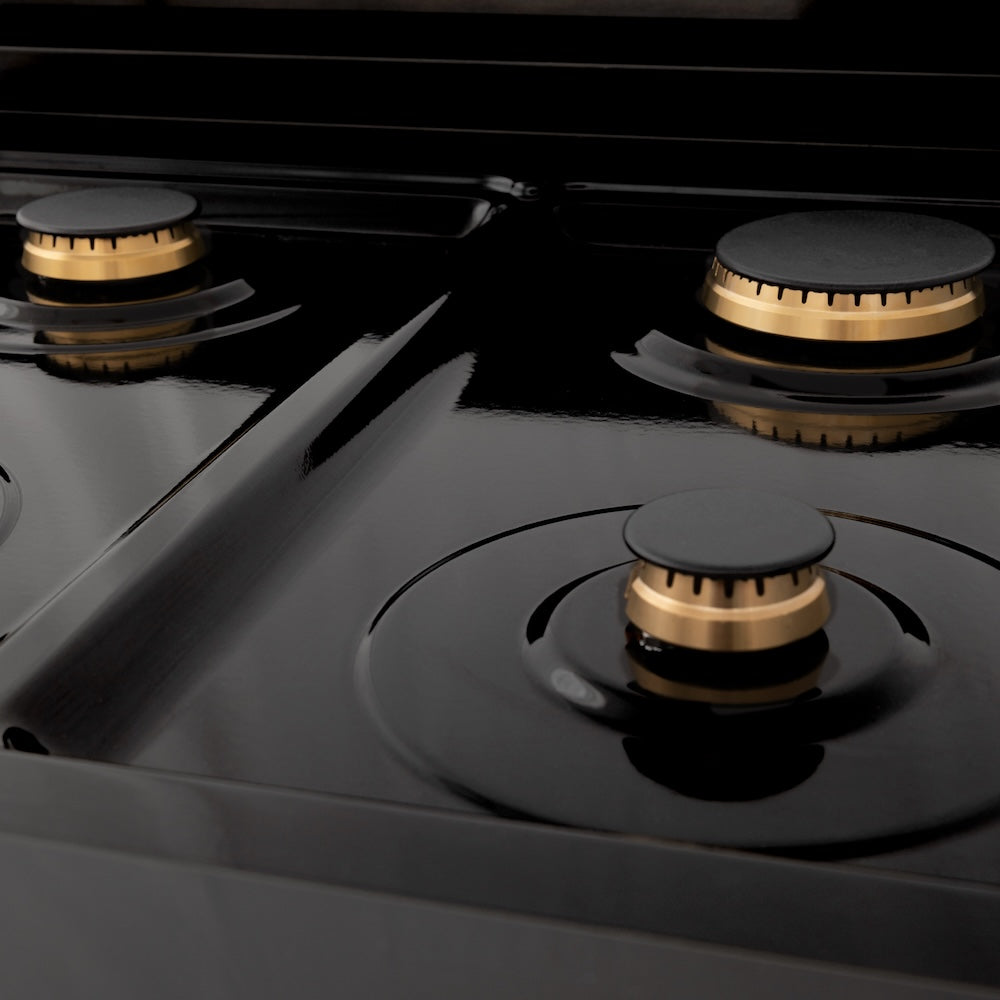ZLINE Autograph Edition 36 in. Legacy Gas Rangetop with 6 Burners and Porcelain Cooktop in Black Stainless Steel with Champagne Bronze Accents (RTBZ-36-CB)