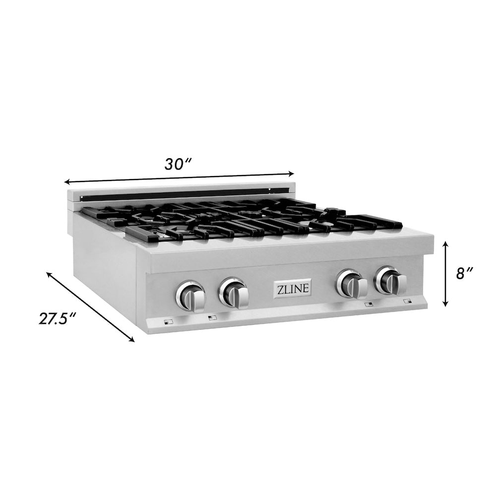 ZLINE 30 in. Legacy Gas Rangetop with 4 Burners and Porcelain Cooktop in DuraSnow® Stainless Steel (RTS-30)