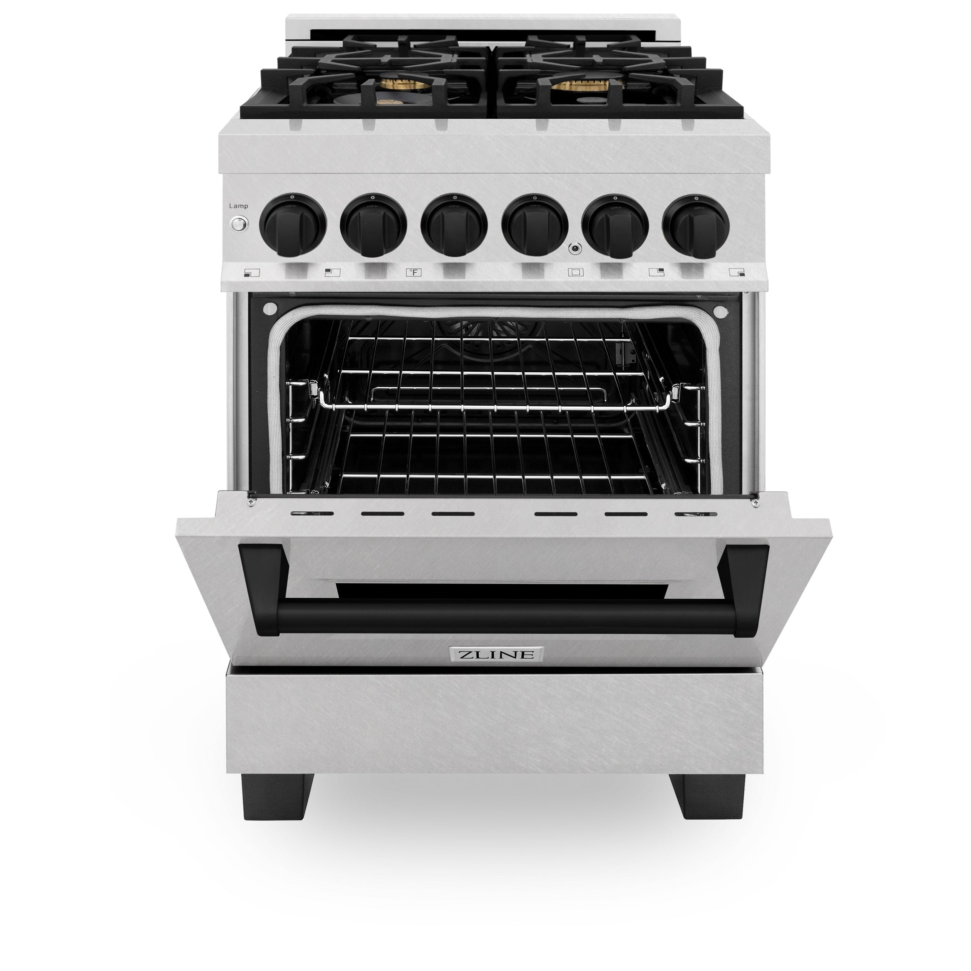 ZLINE Autograph Edition 24 in. 2.8 cu. ft. Legacy Dual Fuel Range with 4 Burner Gas Cooktop and Electric Convection Oven in Stainless Steel