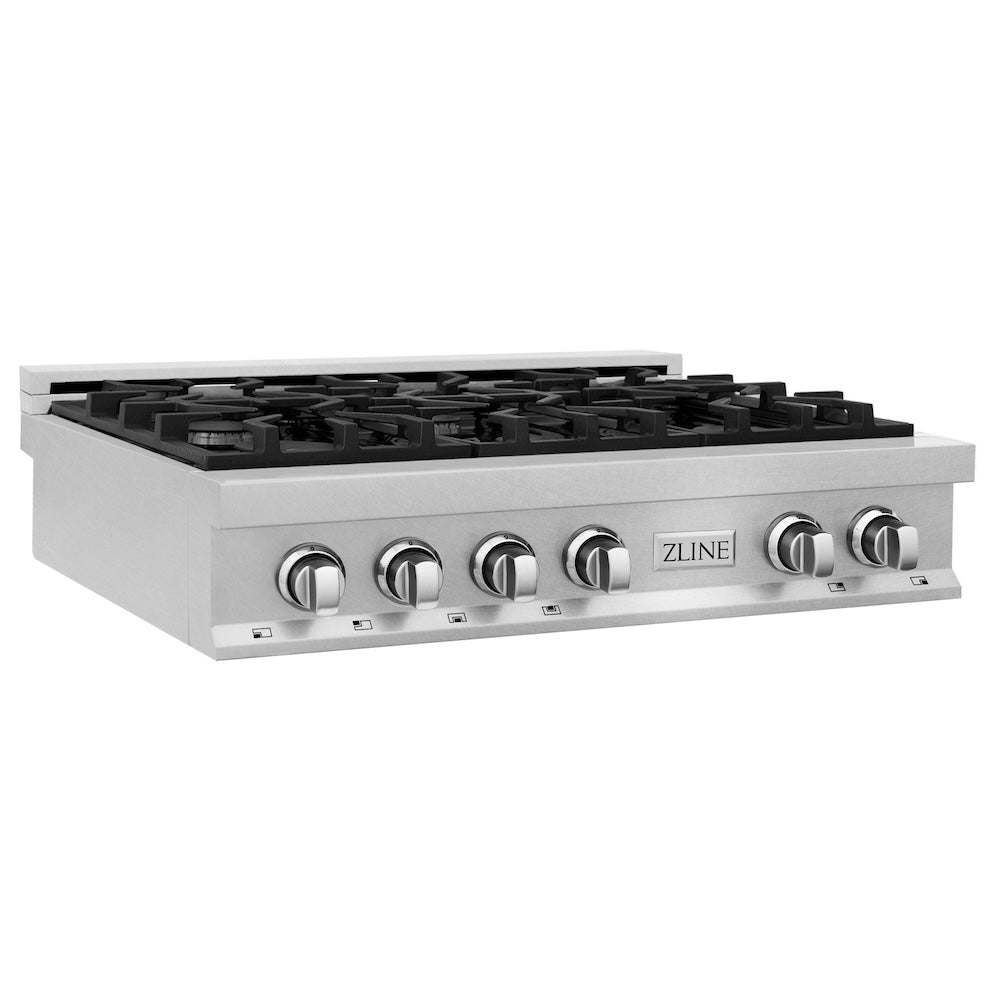 ZLINE 36 in. Legacy Gas Rangetop with 6 Burners and Porcelain Cooktop in DuraSnow® Stainless Steel (RTS-36)