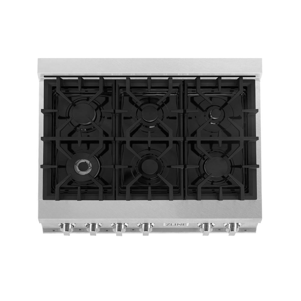 ZLINE 36 in. Legacy Gas Rangetop with 6 Burners and Porcelain Cooktop in DuraSnow® Stainless Steel (RTS-36)