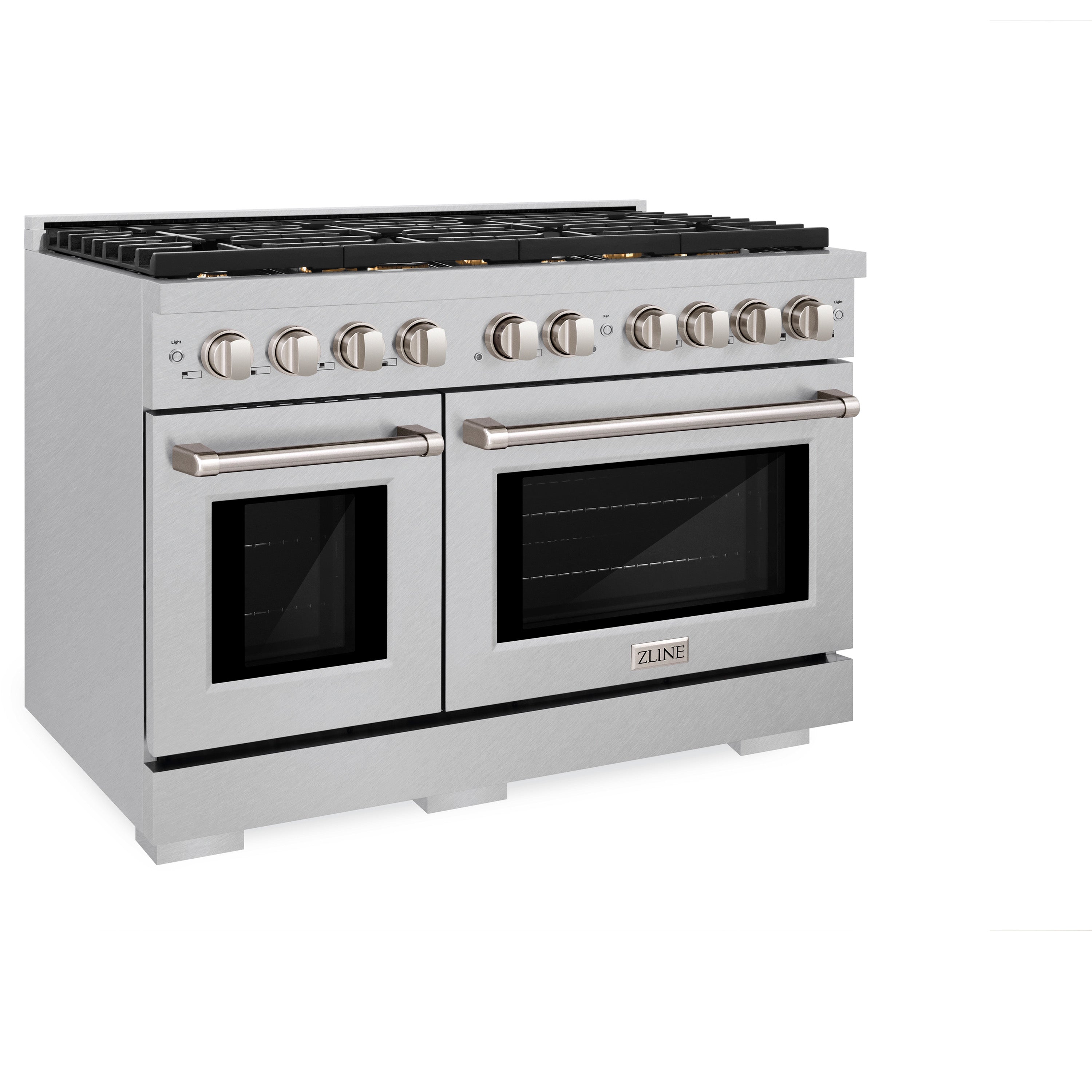 ZLINE 48 in. 6.7 cu. ft. Paramount Double Oven Dual Fuel Range in Satin Stainless Steel with 8 Brass Burners (SDRS-BR-48)