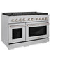 ZLINE 48 in. 6.7 cu. ft. Paramount Double Oven Dual Fuel Range in Satin Stainless Steel with 8 Brass Burners (SDRS-BR-48)