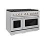 ZLINE 48 in. 6.7 cu. ft. Paramount Double Oven Gas Range in Satin Stainless Steel with 8 Brass Burners (SGRS-BR-48)